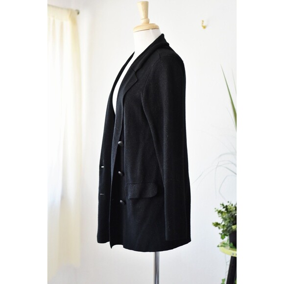 Express Oversized Knit Blazer Woman's S Black Double Breasted Office Career - Picture 3 of 12